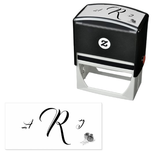 Bourgogne Roos-corsage monogram Zelfinktende Stempel (In situ)
