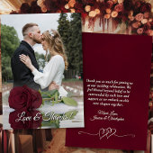 Bourgogne Roos Elegant bruiloft foto overlay Bedankkaart