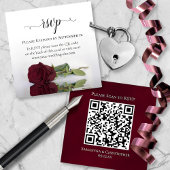Bourgogne Roos Elegant Bruiloft RSVP QR Code Informatiekaartje