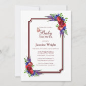 Bourgogne Roos Floral Baby shower Kaart (Voorkant)