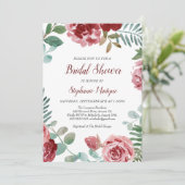 Bourgogne Roos Floral Botanisch Vrijgezellenfeest Kaart (Staand voorkant)