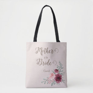 Bourgogne Roos Floral Moeder van de Bride Tote Bag