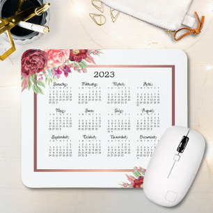 Bourgogne Roos Floral Roos Gold 2023 Agenda Muismat