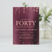 Bourgogne Roos Gold 40ste verjaardagsfeestje Kaart (Staand voorkant)