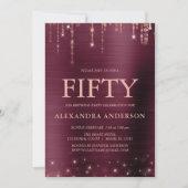 Bourgogne Roos Gold 50ste verjaardagsfeestje Kaart (Voorkant)