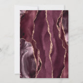 Bourgogne Roos Gold Agaat Dark Wedding Invitation Kaart (Achterkant)