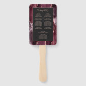 Bourgogne Roos Gold Agate Dark Wedding Programma Handwaaier (Achterkant)