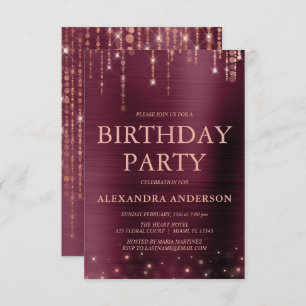 Bourgogne Roos Gold Any Age Verjaardagsfeest Kaart