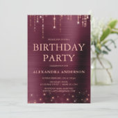 Bourgogne Roos Gold Any Age Verjaardagsfeest Kaart (Staand voorkant)