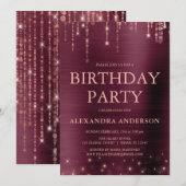 Bourgogne Roos Gold Any Age Verjaardagsfeest Kaart (Voorkant / Achterkant)