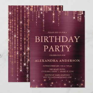 Bourgogne Roos Gold Any Age Verjaardagsfeest Kaart