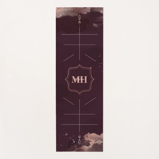 Bourgogne & Roos Gold, Body Alignment Lines Custom Yogamat (Voorkant)