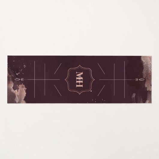 Bourgogne & Roos Gold, Body Alignment Lines Custom Yogamat (Voorkant (horizontaal))