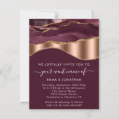 Bourgogne Roos Gold Border Wave QR Code Weddenscha (Voorkant)