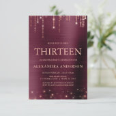 Bourgogne Roos Gold Dertien 13e Verjaardagsfeest Kaart (Staand voorkant)