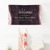 Bourgogne & Roos Gold Geode Agaat Bruiloft Welkom Spandoek (Insitu)
