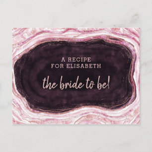 Bourgogne & Roos Gold Geode Bride to Be Recipe Kaa Aankondigingskaart