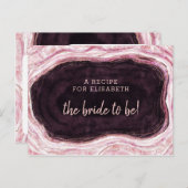 Bourgogne & Roos Gold Geode Bride to Be Recipe Kaa Aankondigingskaart (Voorkant / Achterkant)