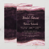 Bourgogne & Roos Gold Geode bruiloft Vrijgezellenf Kaart (Voorkant / Achterkant)