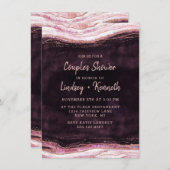 Bourgogne & Roos Gold Geode Couple's Trouwdouche Kaart (Voorkant / Achterkant)