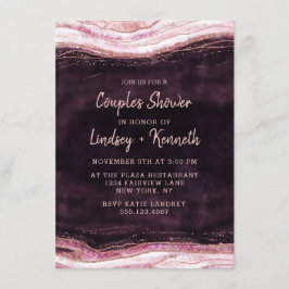 Bourgogne & Roos Gold Geode Couple's Trouwdouche Kaart