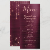Bourgogne Roos Gold Modern en Elegant Wedding Menu (Voorkant / Achterkant)