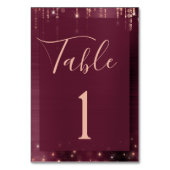 Bourgogne Roos Gold Wedding Metallic Tafelnummer (Achterkant)