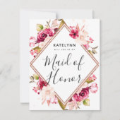 Bourgogne Roos Gold, word je mijn bruidsmeisje Kaart (Voorkant)