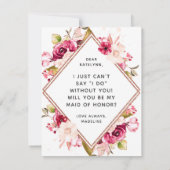 Bourgogne Roos Gold, word je mijn bruidsmeisje Kaart (Achterkant)