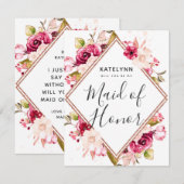Bourgogne Roos Gold, word je mijn bruidsmeisje Kaart (Voorkant / Achterkant)