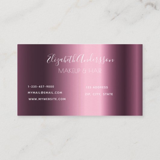 Bourgogne roos goud druppels make-up haar visitekaartje (Achterkant)