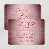 Bourgogne Roos Goud Geborsteld Metaal RSVP Kaartje (Voorkant / Achterkant)