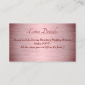 Bourgogne Roos Goud Geborsteld Metalen Trouwdetail Informatiekaartje (Achterkant)