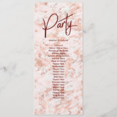 Bourgogne & Roos Goud Marmered Bruiloft Programma Programmakaart (Achterkant)