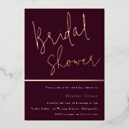 Bourgogne & Roos Goud Modern Vrijgezellenfeest Folie Uitnodiging