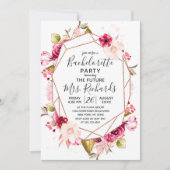 Bourgogne Roos Gouden Bachelorette Feestuitnodigin Kaart (Voorkant)