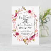 Bourgogne Roos Gouden Bachelorette Feestuitnodigin Kaart (Staand voorkant)