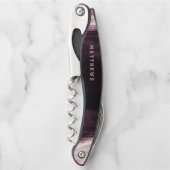 Bourgogne & Roos Gouden Geode Agaat Bruiloft Monog Kurkentrekker (Voorkant)