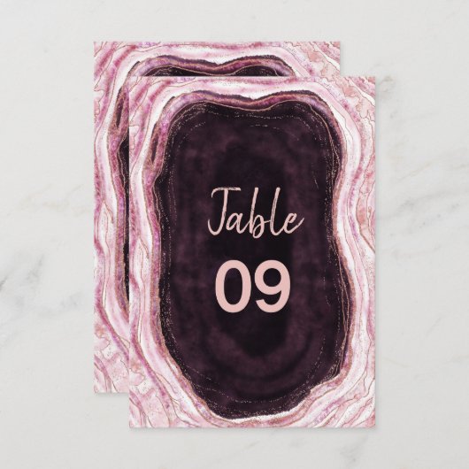 Bourgogne & Roos Gouden Geode Trouwtafel Nummers Kaart (Voorkant / Achterkant)