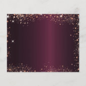 Bourgogne roos gouden glitter maaltijd RSVP kaart (Achterkant)