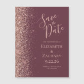 Bourgogne Roos Gouden Glitter Magnetisch Save the  (Voorkant)