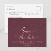 Bourgogne Roos gouden reliëf botanische kalligrafi Aankondigingskaart (Voorkant / Achterkant)