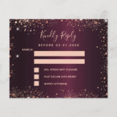 Bourgogne roos gouden RSVP kaart (Voorkant)