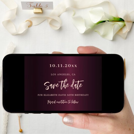 Bourgogne roos gouden verjaardag save the date