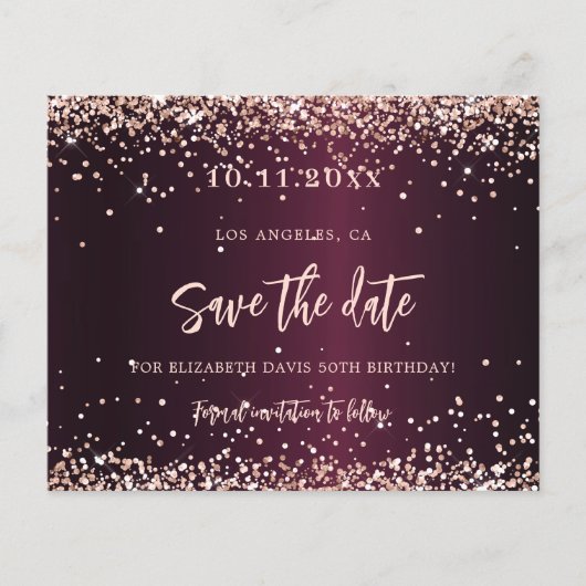 Bourgogne roos gouden verjaardagsbudget save the d flyer (Voorkant)