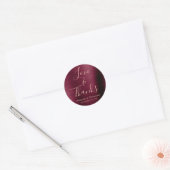 Bourgogne Roos Goudfolie Liefde & Bedankt Ronde Sticker (Envelop)