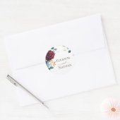 Bourgogne Roos Lente Zomer Huwelijk Ronde Sticker (Envelop)