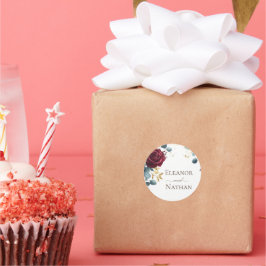 Bourgogne Roos Lente Zomer Huwelijk Ronde Sticker