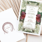 Bourgogne Roos Navy Blue Art Nouveau Mucha Kaart