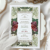 Bourgogne Roos Navy Blue Art Nouveau Mucha Kaart